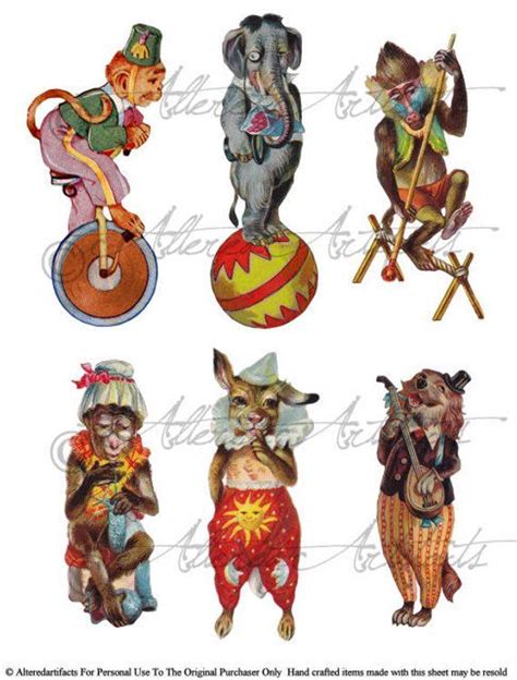 Printable Circus Animal Performer Puppet Vintage Paper Theater Etsy