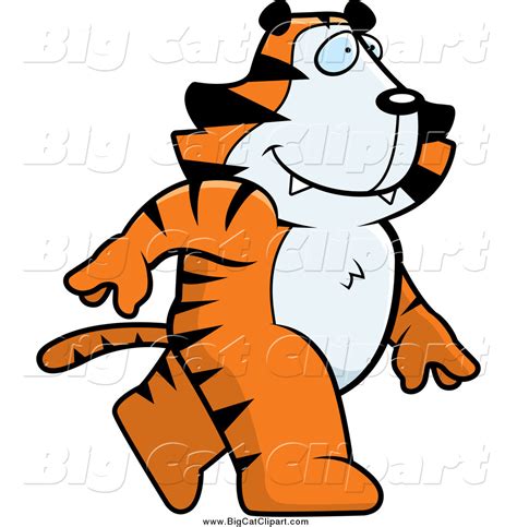 Vector Clipart Of A Cartoon Tiger Walking Forward By Cory