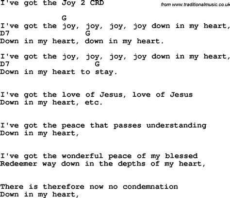 Christian Childrens Song Ive Got The Joy 2 Lyrics And Chords