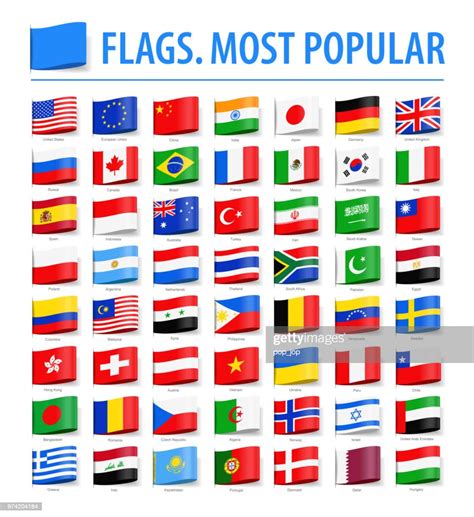 World Flags Vector Tag Label Flat Icons Most Popular High Res Vector