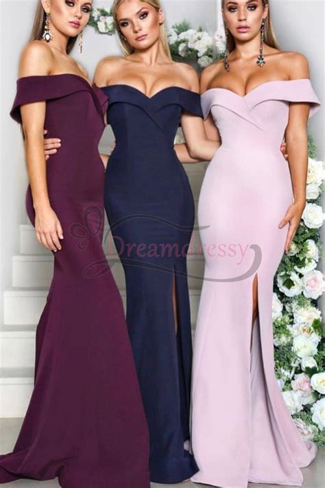 Reverie, exclusively at david's bridal. Elegant Off the Shoulder Mermaid Long Bridesmaid Dress ...