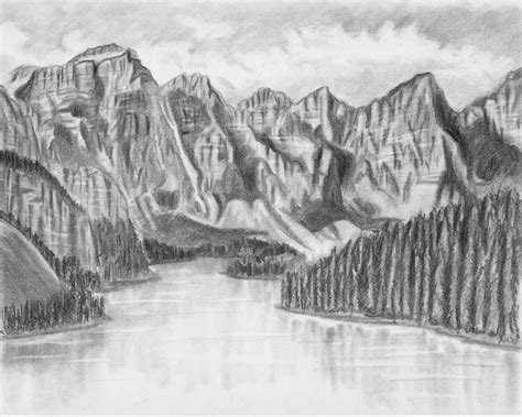 How To Draw Mountains Near A Beautiful Lake Lets Draw Today