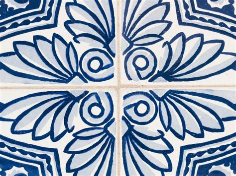 Closeup Shot Of A Blue And White Ceramic Patterned Tile Perfect For