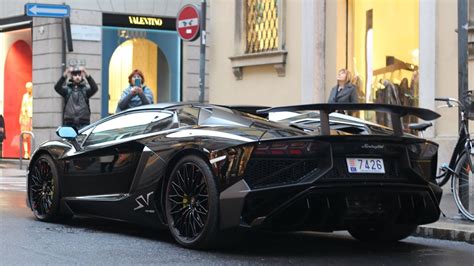 This was the new standard for the aventador lineup as it soon replaced all aventador models on offer from lamborghini. Black Lamborghini Aventador SV Roadster in Milan!!! - YouTube