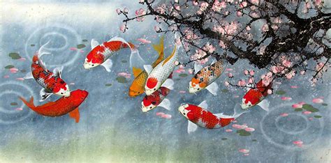 Chinese Koi Fish Painting Cm X Cm X