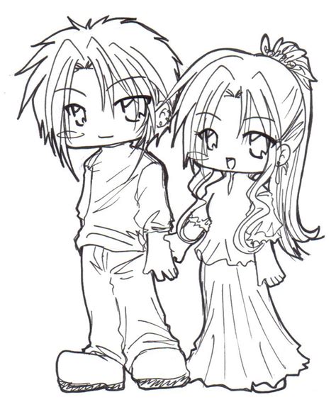 Chibi Couples Coloring Pages