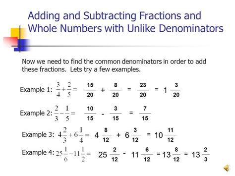 Adding Fractions With Whole Numbers And Unlike Denominators Astar