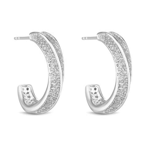 Simply Silver Sterling Silver 925 Cubic Zirconia Pave Twist Hoop