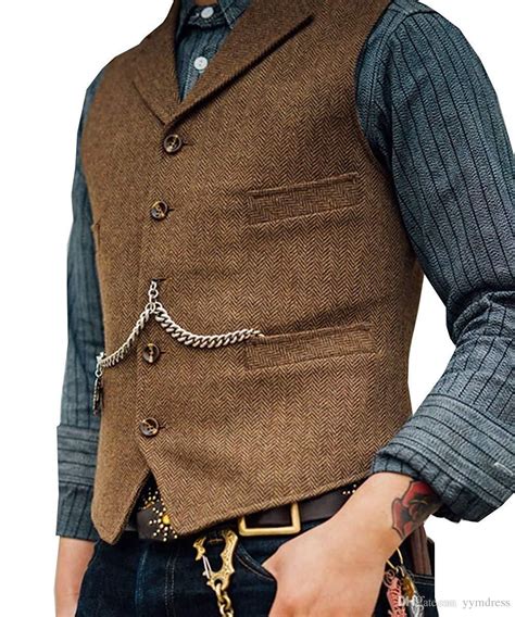 2019 Mens Wool Plaid Groom Vests Grooms Suit Vest Tweed Business Suit