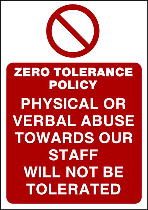 Zero Tolerance Policy 2 Signs 2 Safety
