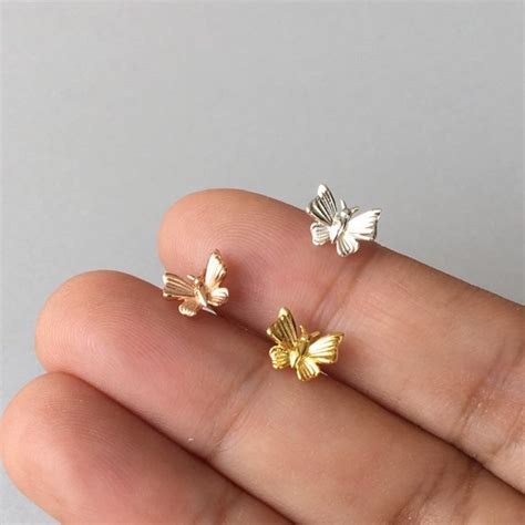 Tiny Butterfly Helix Earring Tragus Earring Sterling Silver Etsy
