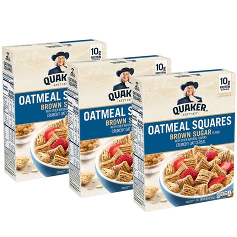 Quaker Oatmeal Squares Breakfast Cereal Brown Sugar 14