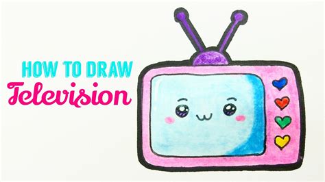 How To Draw Television Easy And Cute Tv Drawing Tutorial For Beginner