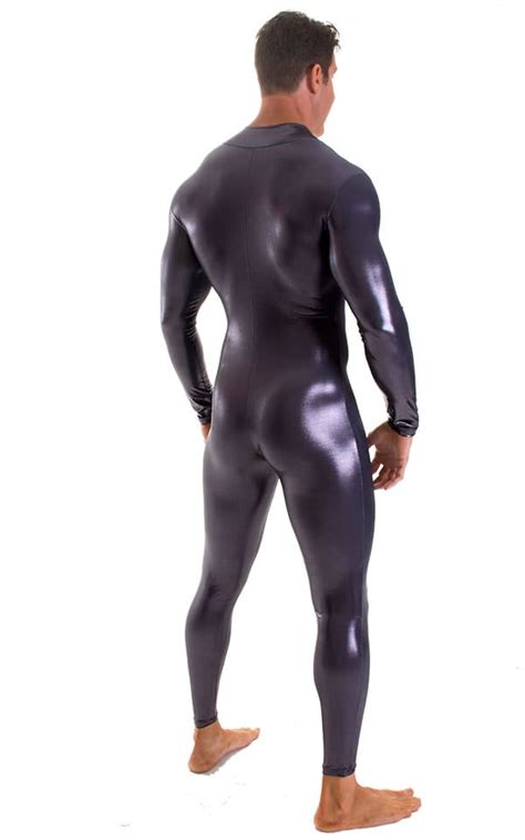 Full Bodysuit Zentai Lycra Spandex Suit For Men In Black Ice
