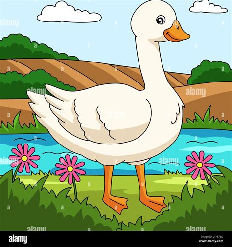 Goose Colored Cartoon Farm Illustration Stock Vector Image And Art Alamy