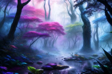 A Dream Forest Landscape Painting Generative Ai Illustrations