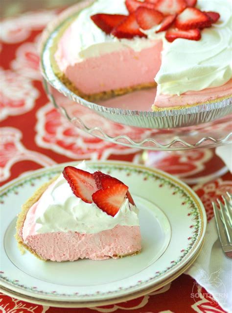 Strawberry Cream Pie Made With Fresh Whipped Cream And Strawberry Jello