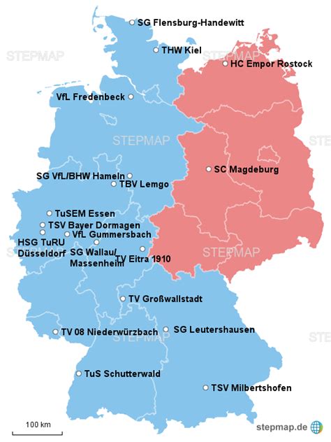 Wie viele teams der bundesliga dürfen in der champions. StepMap - 1.Handball Bundesliga 1992/93 - Landkarte für ...