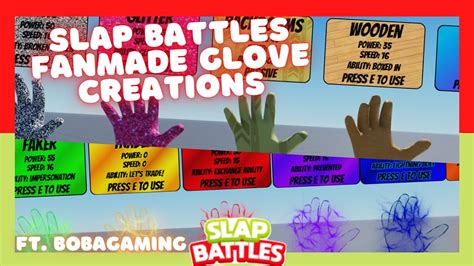 Fanmade Glove Creations Roblox Slap Battles Ft Bobagaming Youtube