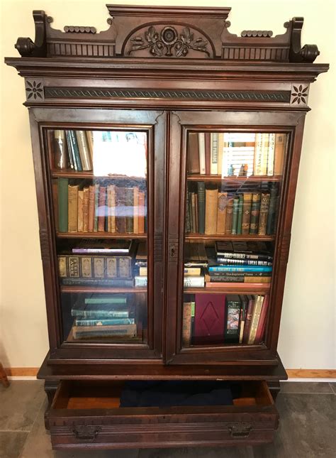 Ornate Bookcase With Glass Doors Looking For Info Antiques Board