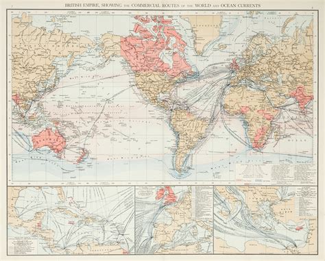 British Empire Showing The Commercial Routes Of The World And Ocean