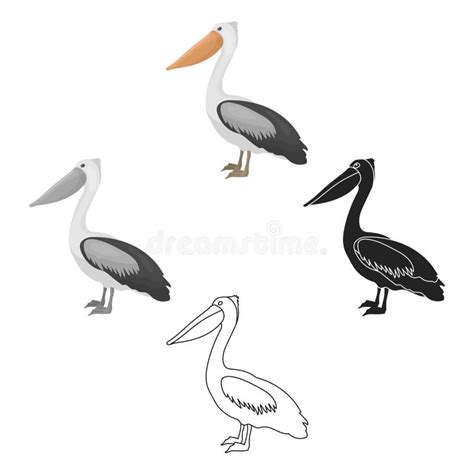 Pelican Icon In Cartoon Style Isolated On White Background Bird Symbol