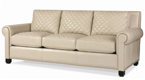 Century Leather Upholstery Quilted Leather Stationary Sofa