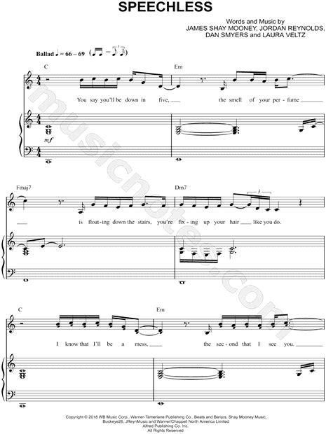 Dan Shay Speechless Sheet Music In C Major Transposable Download And Print Sku Mn0184632d1