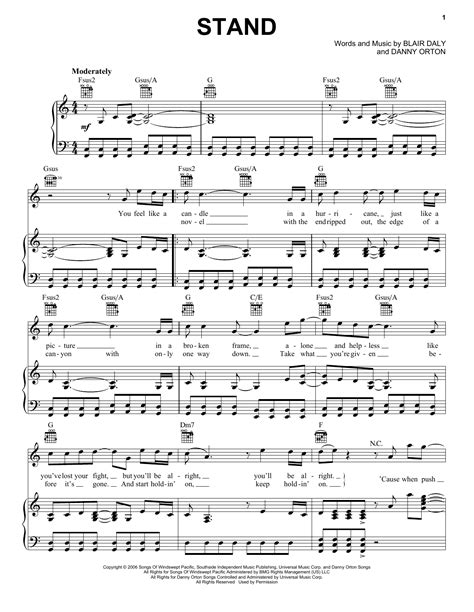 Rascal Flatts Stand Sheet Music Notes Download Printable Pdf Score