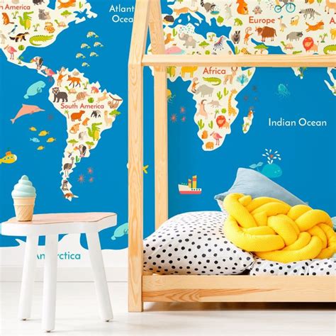 World Map No Wall Mural Print Orchard