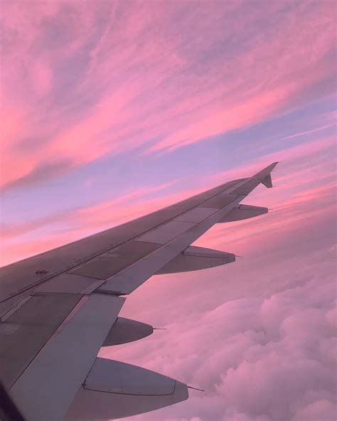 Photography Inspo Travel Pink Sunset Plane Wing Pink Photography