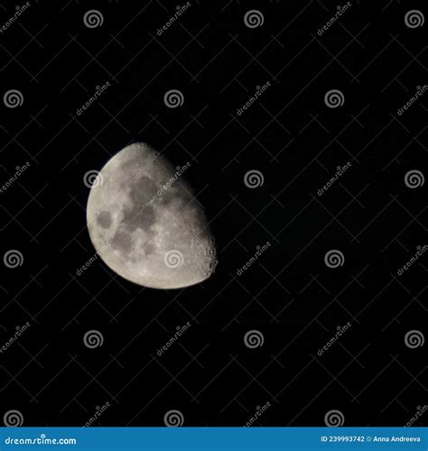 Half Moon At Night In The Deep Sky Stock Photo Image Of Black