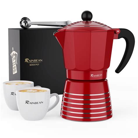 Buy Rainbean Moka Pot 6 Cup Set 11 Oz 300ml Stovetop Espresso Maker