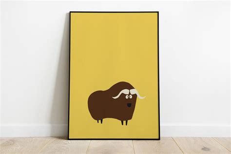 Musk Ox Poster For Kids Room Decor Printed In Sustainable Etsy