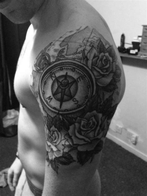 My New Quarter Sleeve Rose And Compass Tattoo By Ross