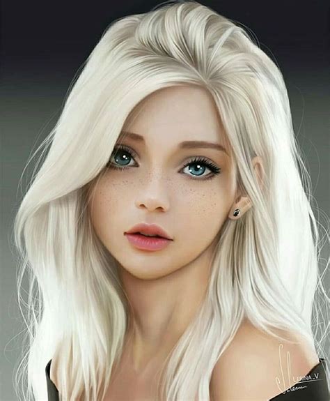 Blue Eyed Blonde Digital Art Girl Anime Art Girl Woman Face
