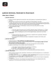 Understanding Judicial Activism Restraint And Overreach In The