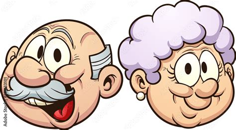Vecteur Stock Grandparents Grandmother And Grandfather Heads With