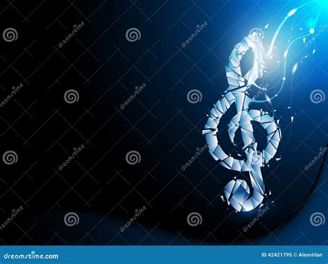 Blue Abstract Background Shattered Musical Note Stock Vector