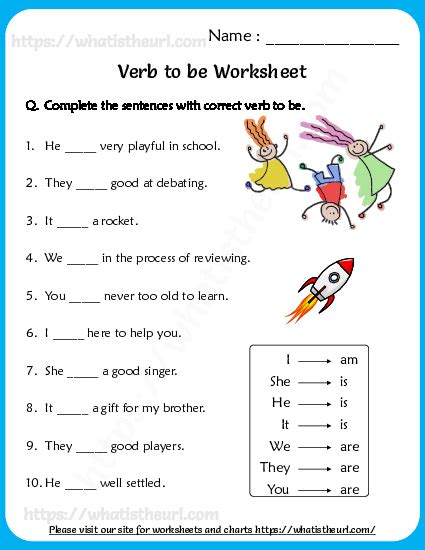 Verb To Be Worksheets For Grade 1 And Grade 2 Exercise 9 Your Home