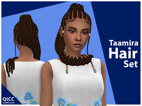 The Sims Resource Taamira Hair Set By Qicc Sims 4 Hairs