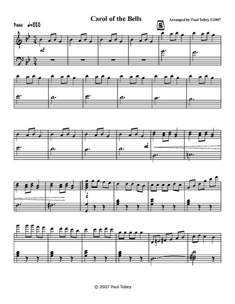 Carol of the bells level 4 piano sheet music. Carol of the bells sheet music pdf free