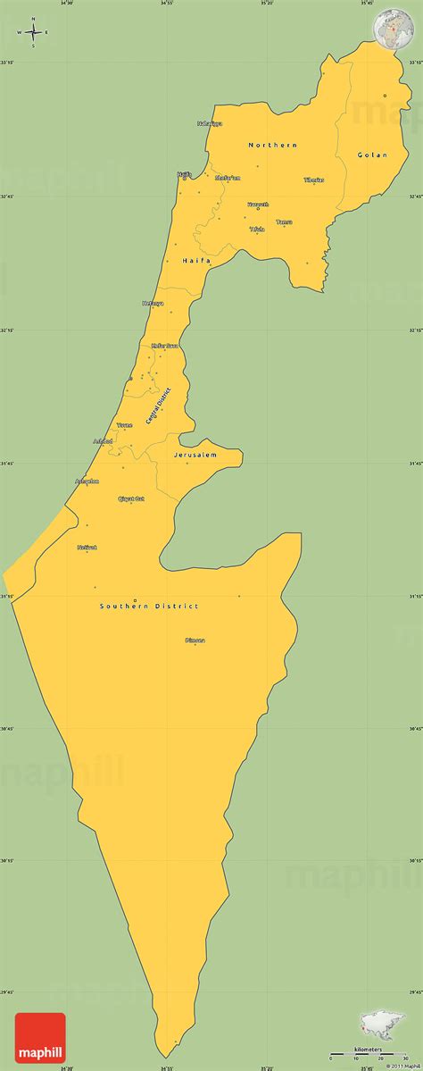 Savanna Style Simple Map Of Israel Cropped Outside