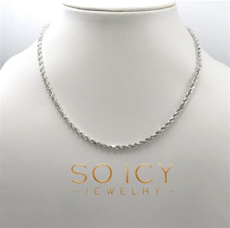 Buy 14k White Gold Solid Diamond Cut Rope Chain 18 26 Inch 3mm Online At So Icy Jewelry