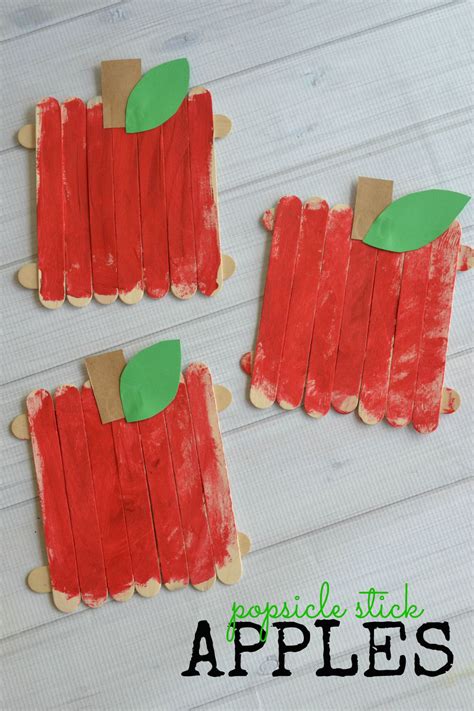 Maybe you would like to learn more about one of these? Popsicle Stick Apples - Kid Craft | Make and Takes
