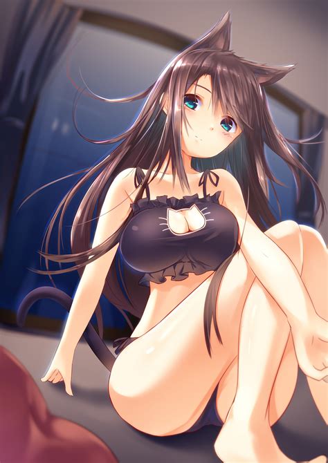 Wallpaper Anime Girls Long Hair Brunette Aqua Eyes