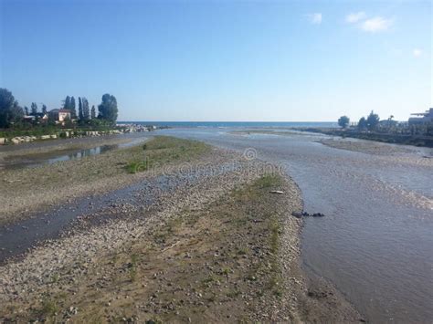 Join Of Mountain River And Sea Stock Photo Image Of River Adler