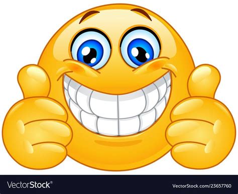 Big Smile Emoticon With Thumbs Up Royalty Free Vector