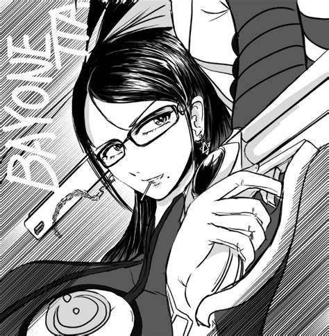 Safebooru Bayonetta Character Black Hair Bodysuit Breasts Cleavage Earrings Glasses Gloves