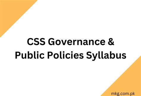 Css Governance And Public Policies Syllabus 2024